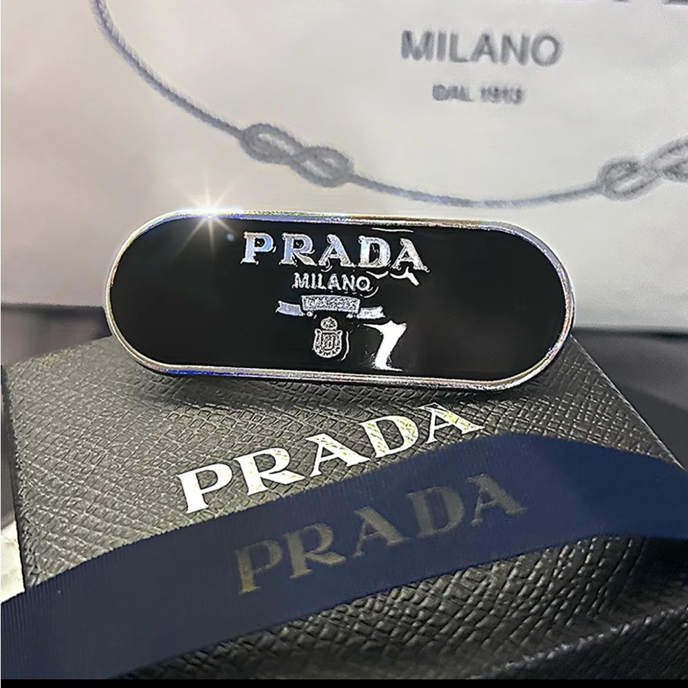 Authentic PRADA Logo hair clip - Picture 1 of 8